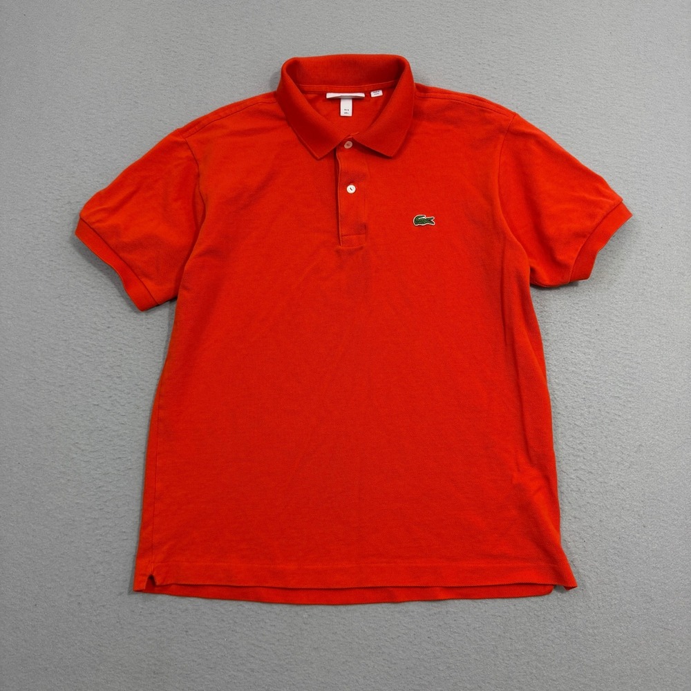 Lacoste Polo Men's Large Orange Classic Fit Short Sleeve Crocodile Logo Preppy